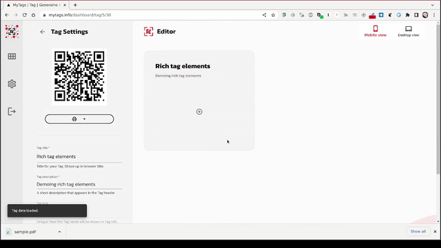 Scan the QR to see the Tag!